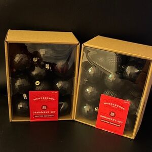 NEW: 2x Boxes Wondershop BLACK Shatter Resistant Ornament Boxes - Christmas